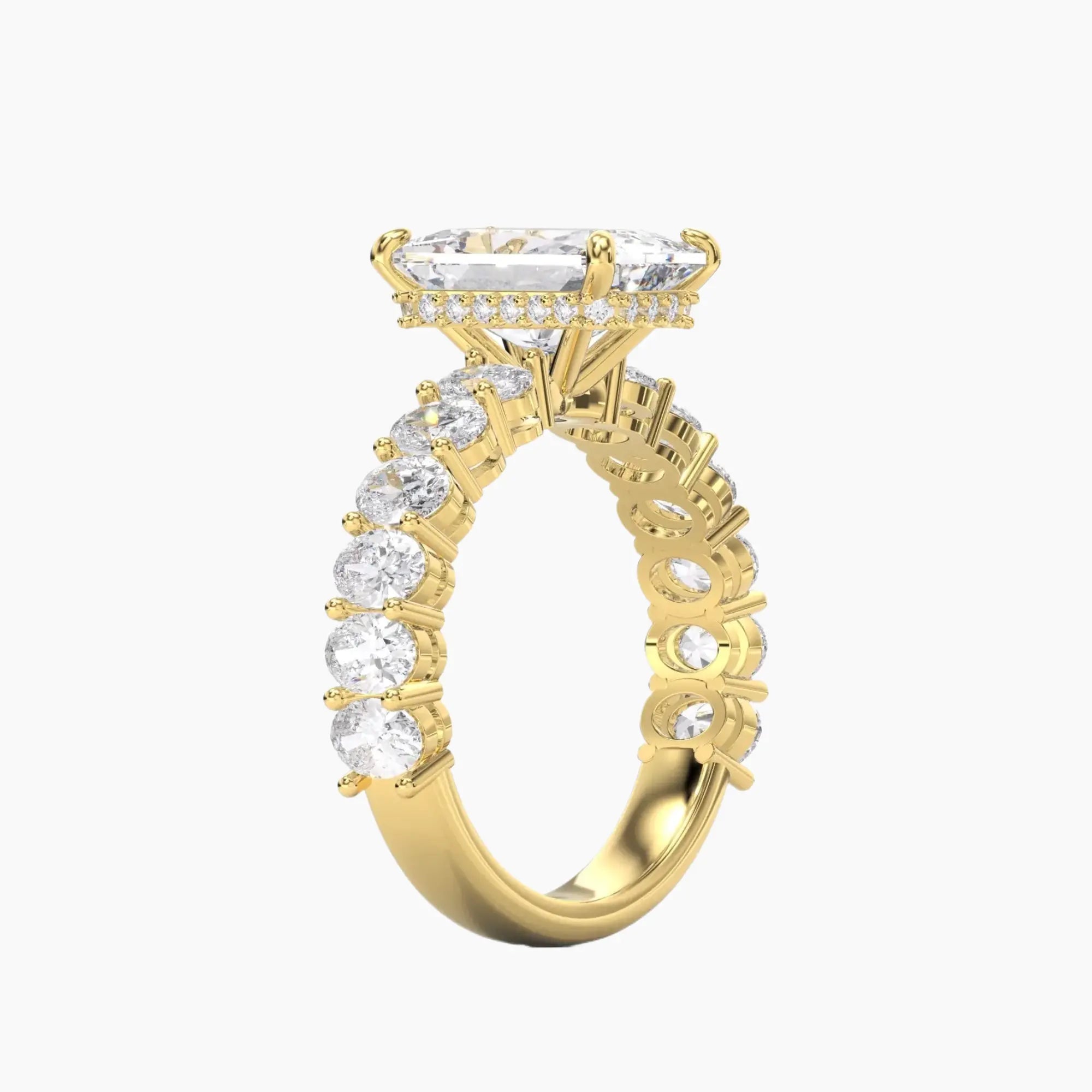 Celestia Radiant Hidden Halo 3 Carat Lab Grown Diamond Engagement Ring in 18K Yellow Gold