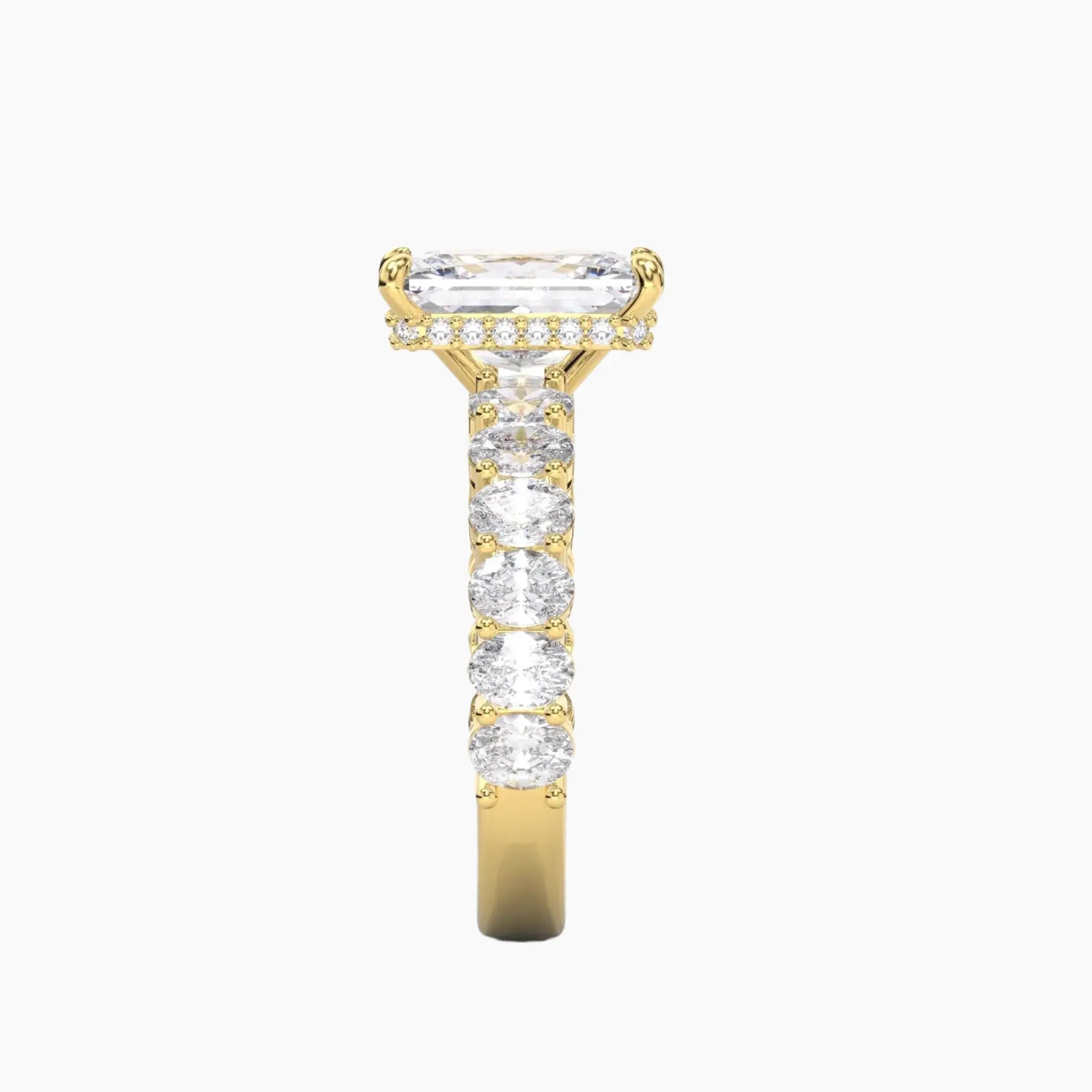 Celestia Radiant Hidden Halo Diamond Ring Setting in 14K Rose Gold