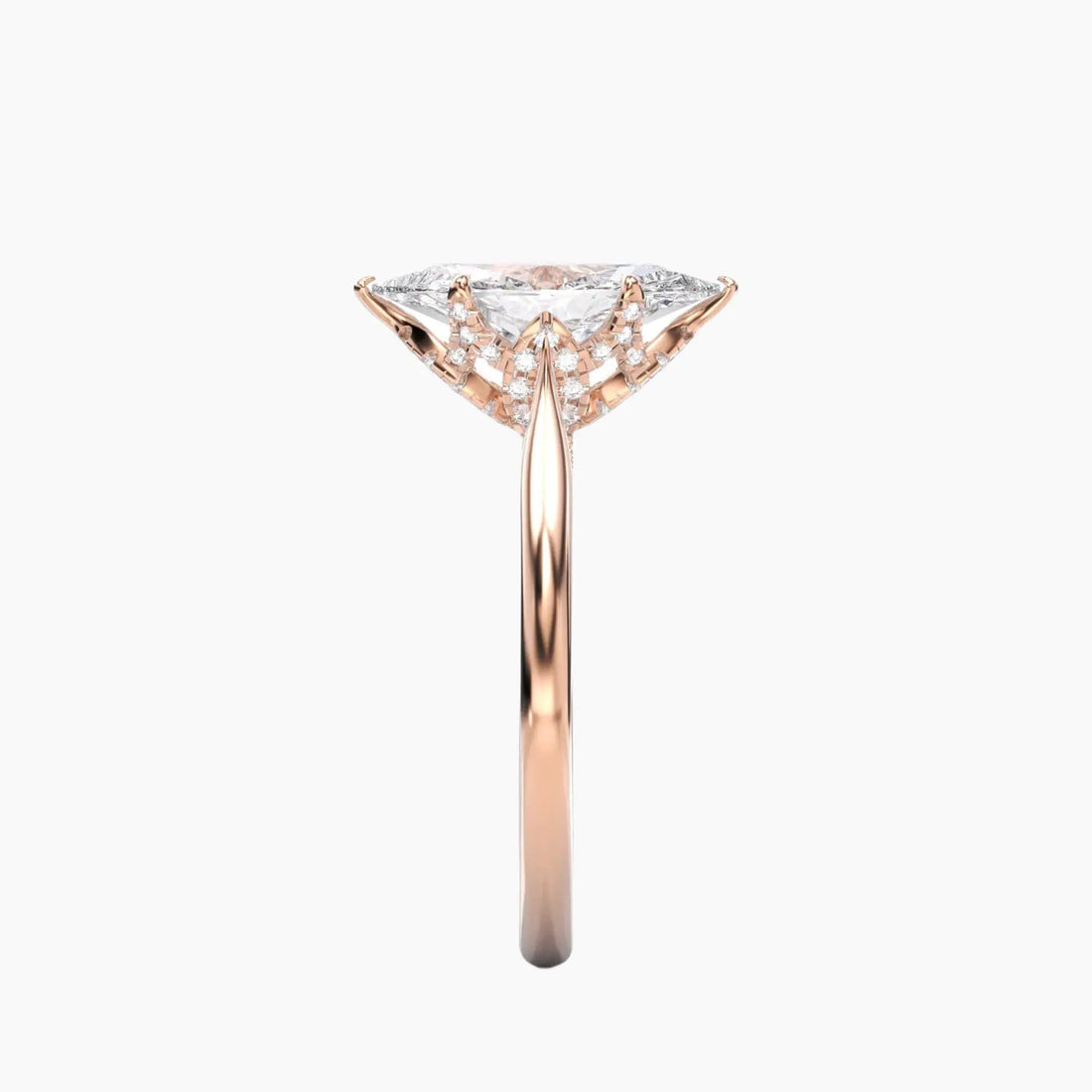 Rosette Marquise Hidden Halo 3 Carat Lab Grown Diamond Engagement Ring in 18K White Gold
