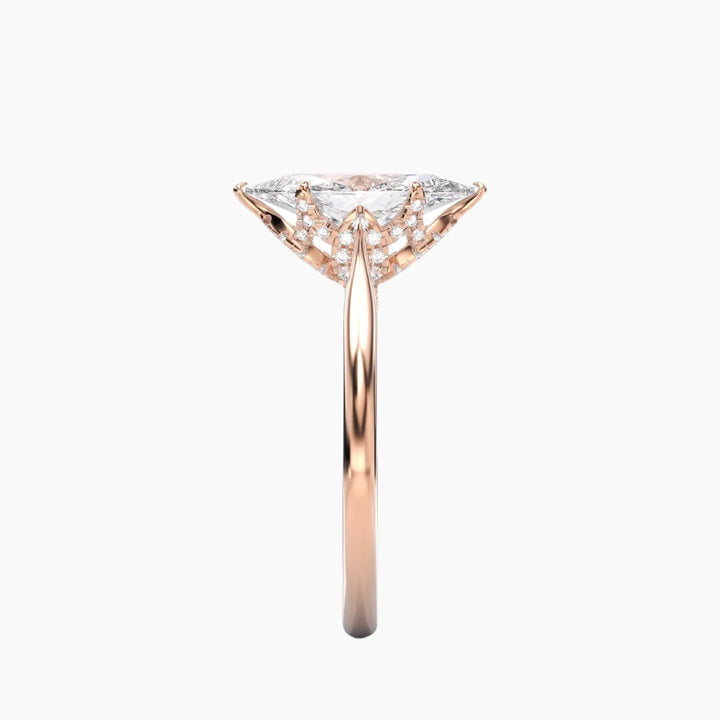 Rosette Marquise Hidden Halo 1.5 Carat Lab Grown Diamond Engagement Ring in 14K White Gold