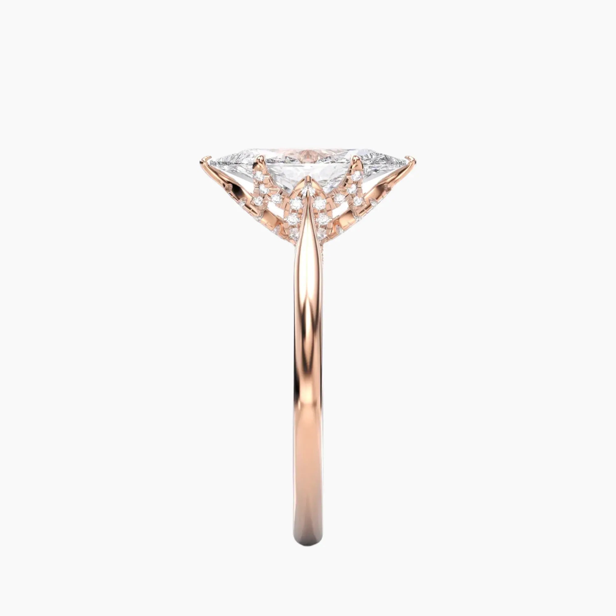 Rosette Marquise Hidden Halo 1 Carat Lab Grown Diamond Engagement Ring in 14K White Gold