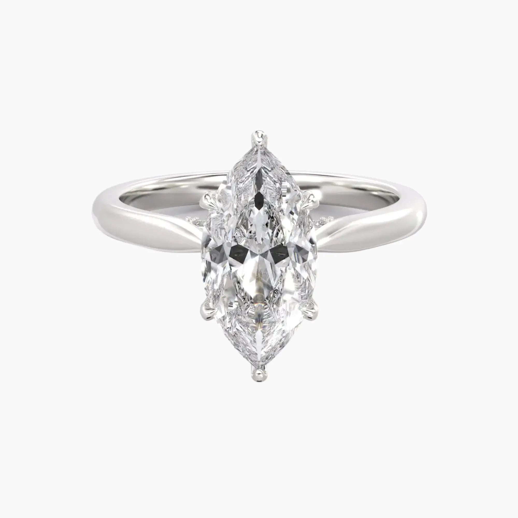 Rosette Marquise Hidden Halo 3 Carat Lab Grown Diamond Engagement Ring in 14K Yellow Gold