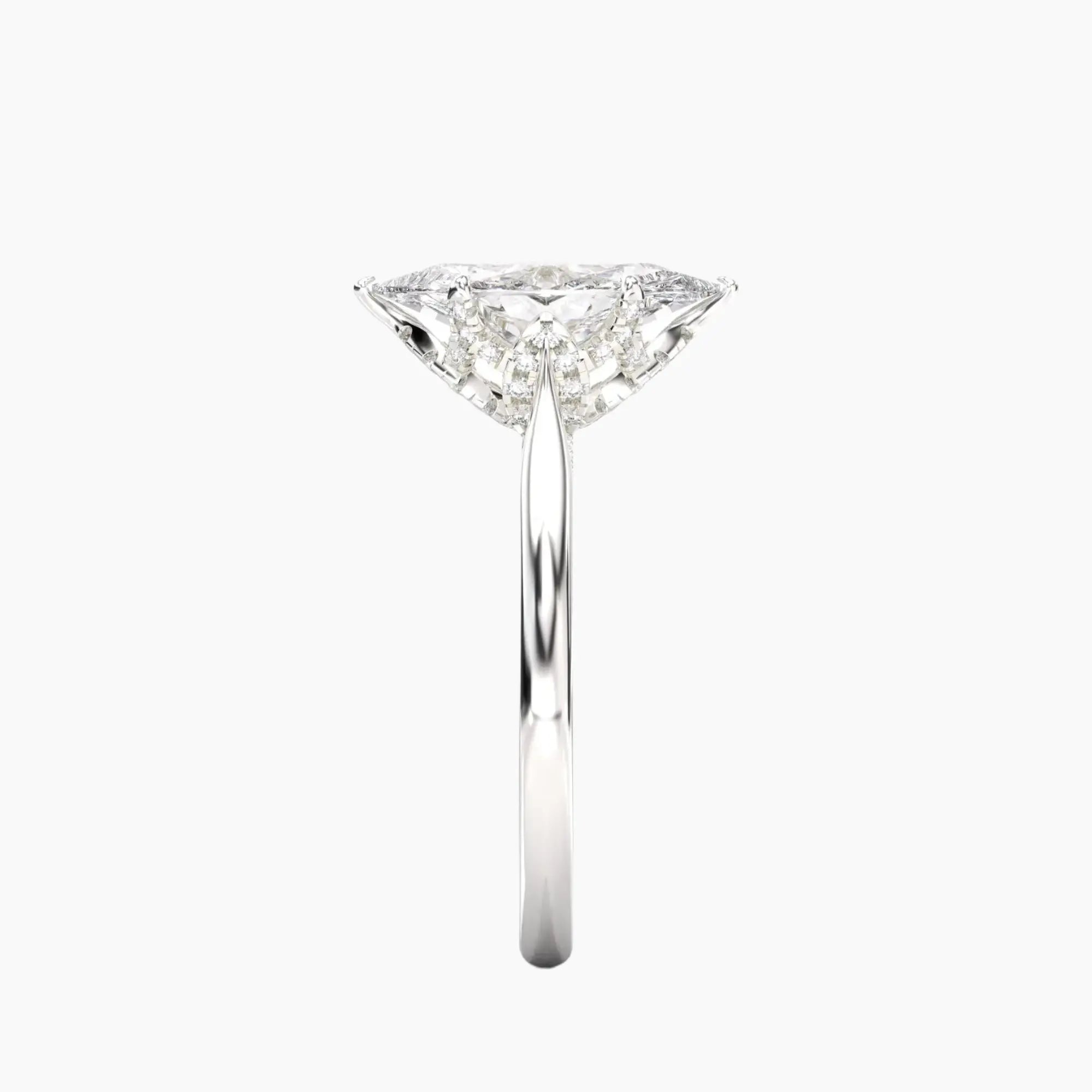 Rosette Marquise Hidden Halo 3 Carat Lab Grown Diamond Engagement Ring in 14K Rose Gold