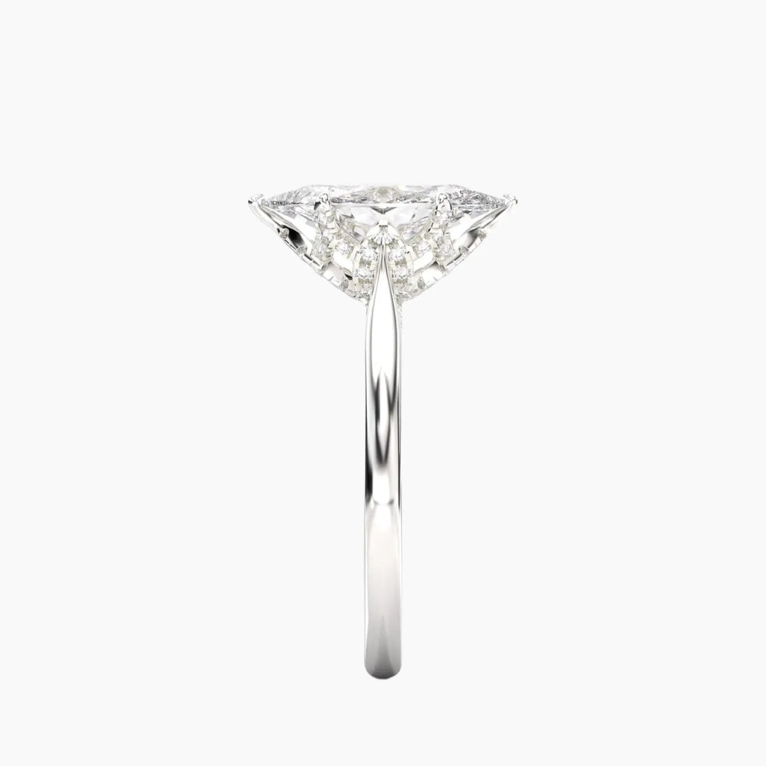 Rosette Marquise Hidden Halo 3 Carat Lab Grown Diamond Engagement Ring in 18K Yellow Gold