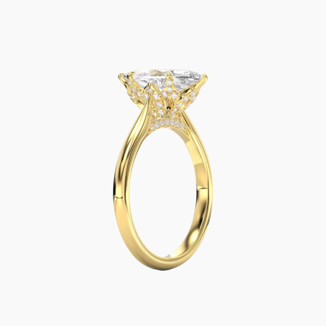 Rosette Marquise Hidden Halo 2.5 Carat Lab Grown Diamond Engagement Ring in 18K White Gold