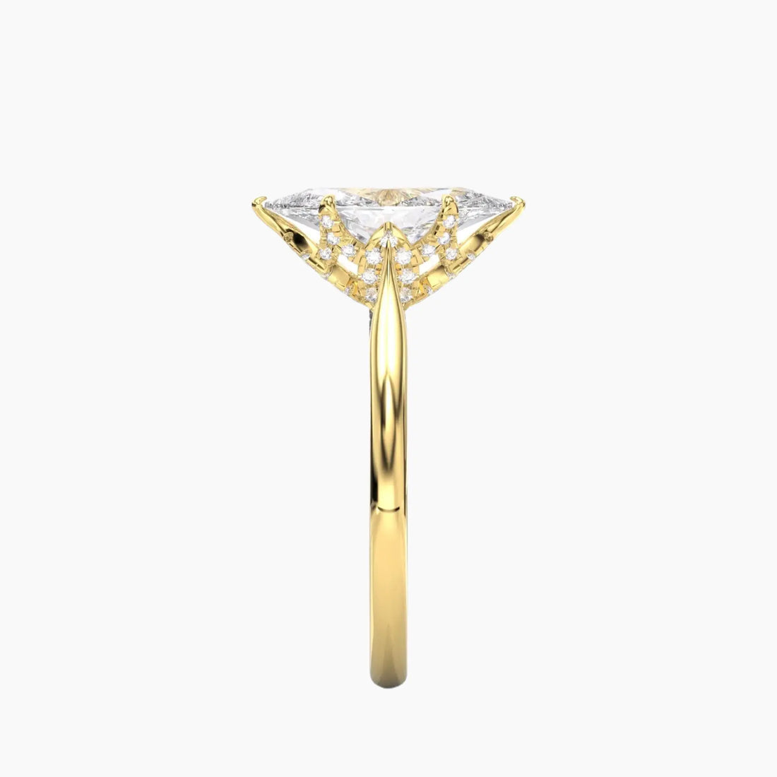 Rosette Marquise Hidden Halo 1.5 Carat Lab Grown Diamond Engagement Ring in 14K Yellow Gold