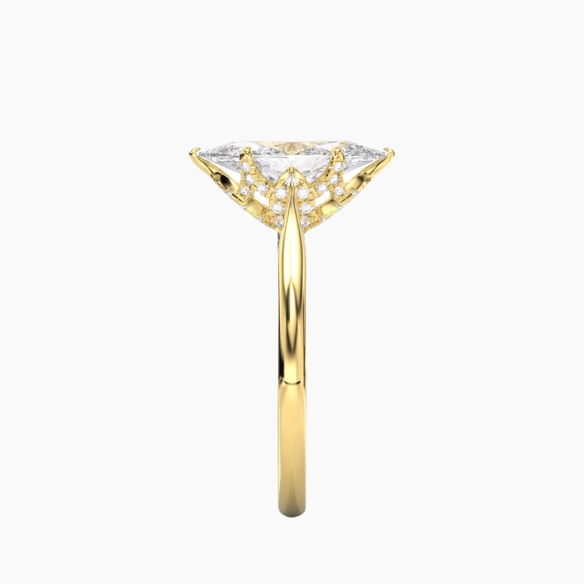 Rosette Marquise Hidden Halo 1.5 Carat Lab Grown Diamond Engagement Ring in 14K White Gold