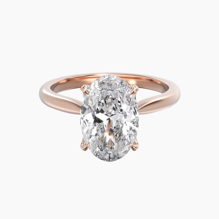 Rosette Oval Hidden Halo 1.5 Carat Lab Grown Diamond Engagement Ring in 14K Rose Gold