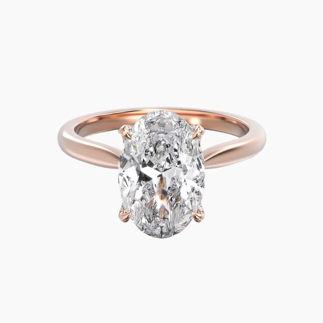 Rosette Oval Hidden Halo 2.5 Carat Lab Grown Diamond Engagement Ring in 14K Rose Gold