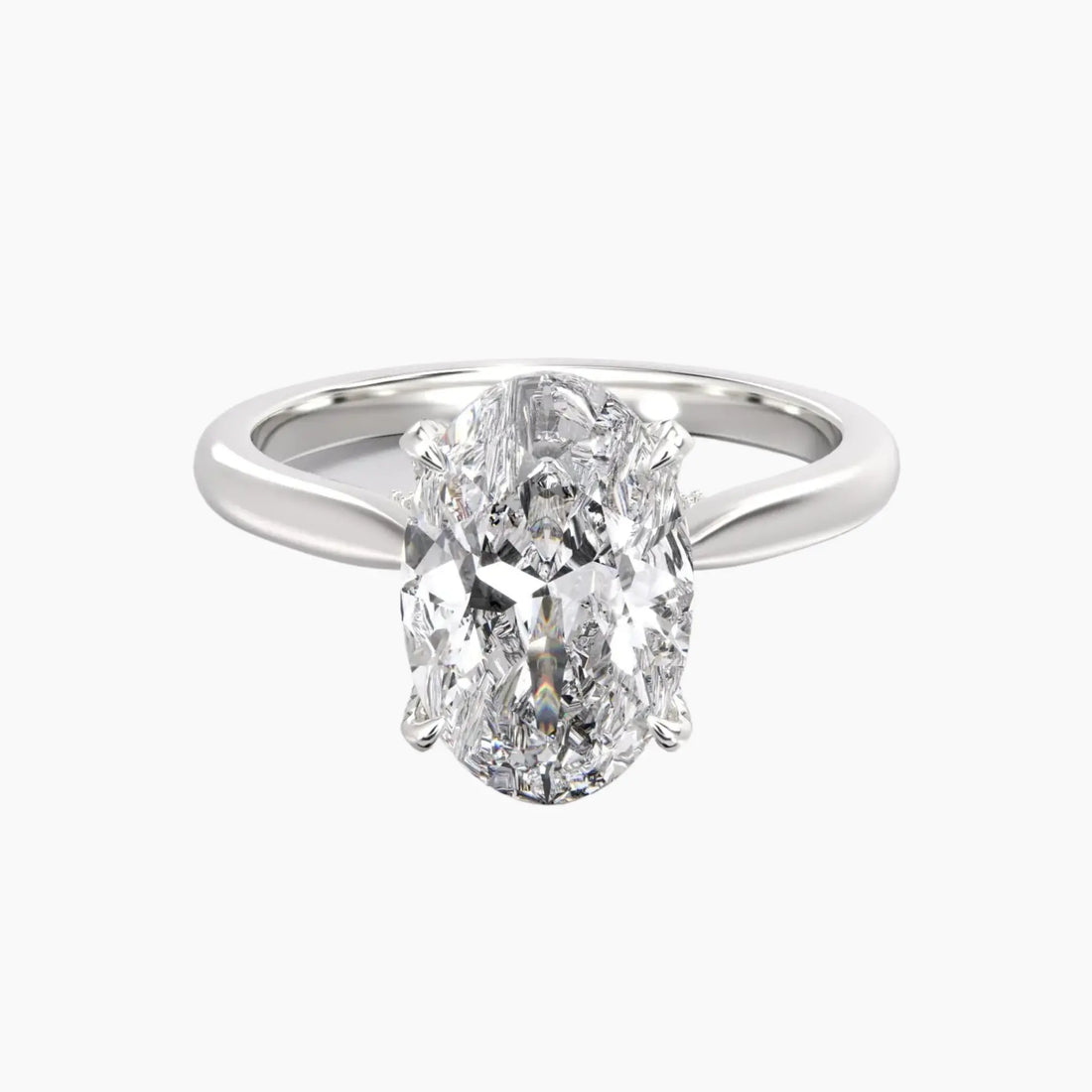 Rosette Oval Hidden Halo Diamond Ring Setting in 14K Yellow Gold
