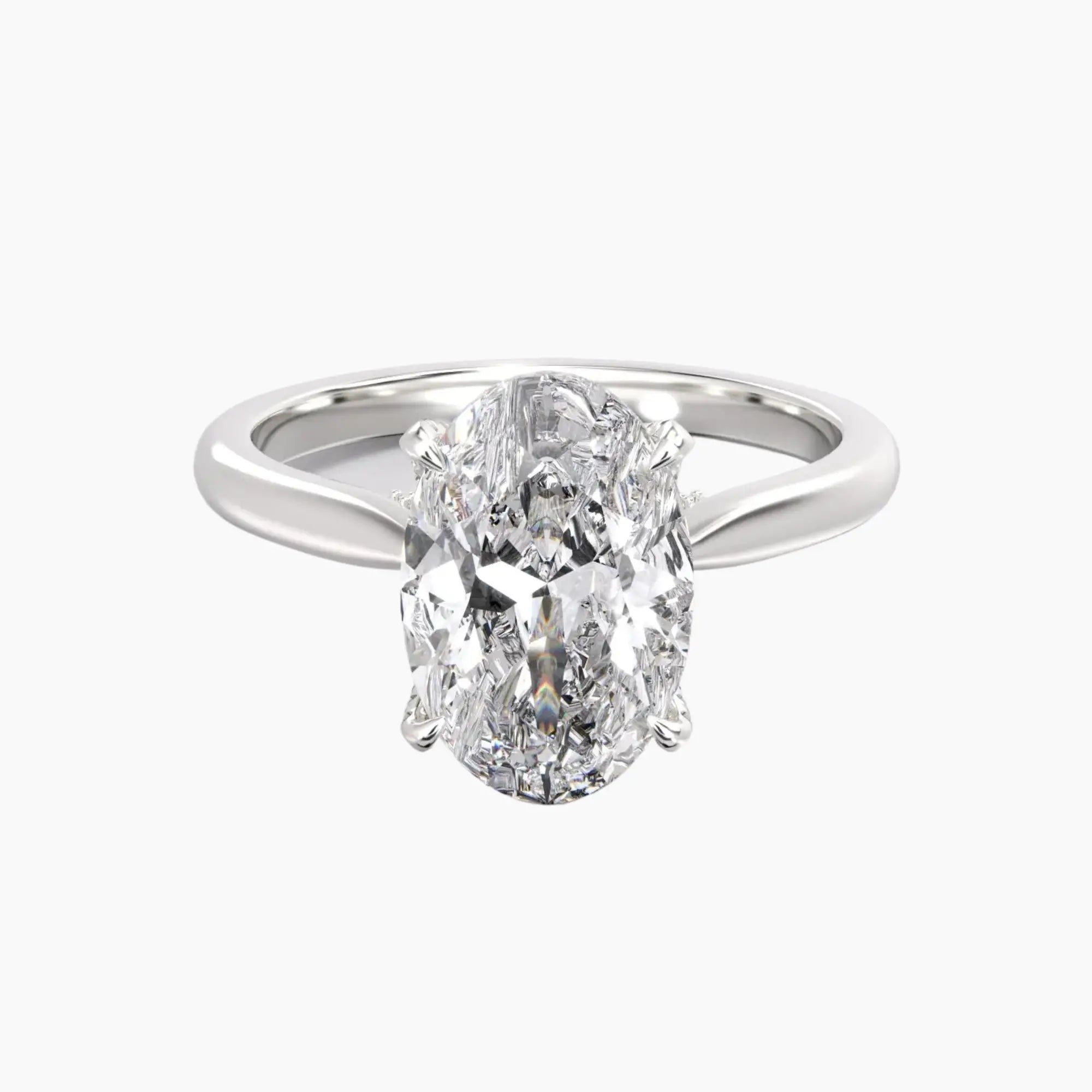 Rosette Oval Hidden Halo 3 Carat Lab Grown Diamond Engagement Ring in 18K Rose Gold