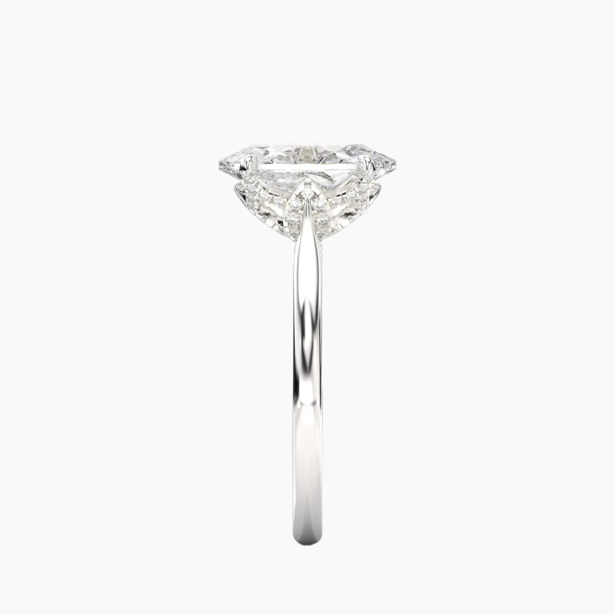 Rosette Oval Hidden Halo 2 Carat Lab Grown Diamond Engagement Ring in 18K Yellow Gold