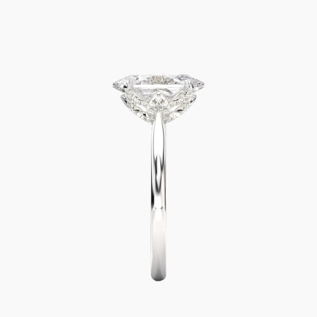 Rosette Oval Hidden Halo 1.5 Carat Lab Grown Diamond Engagement Ring in 18K Yellow Gold