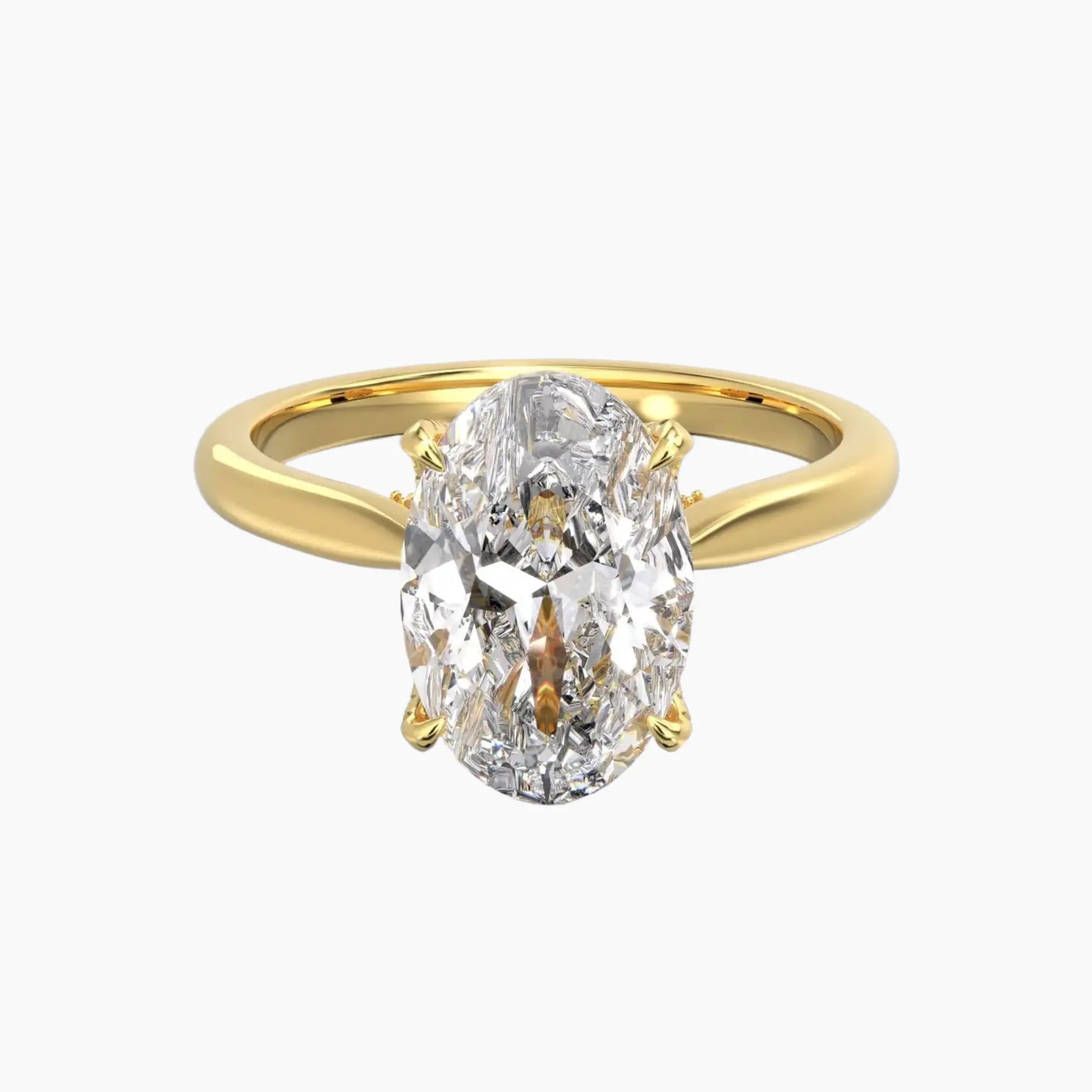 Rosette Oval Hidden Halo 2 Carat Lab Grown Diamond Engagement Ring in 18K Rose Gold