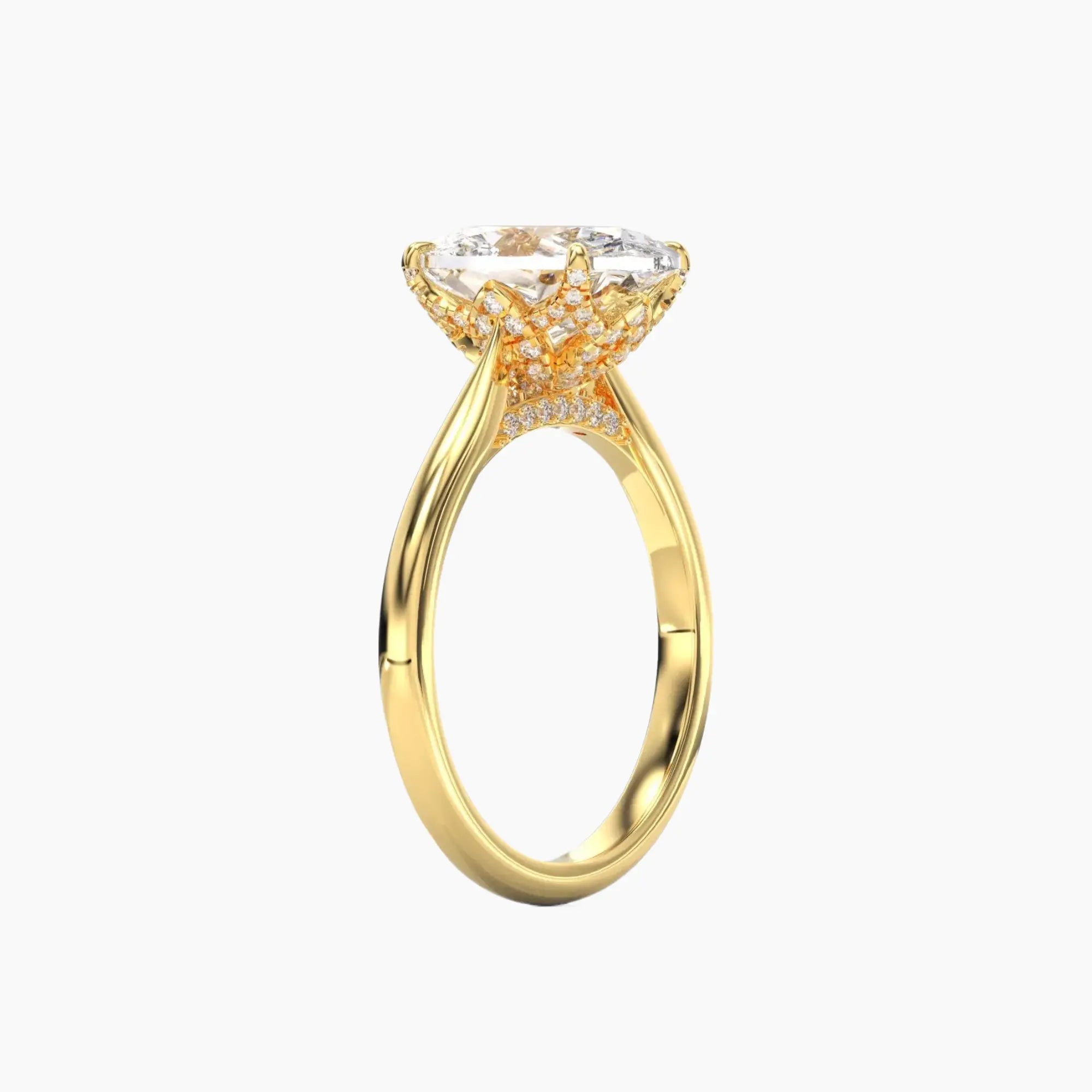Rosette Oval Hidden Halo 2.5 Carat Lab Grown Diamond Engagement Ring in 14K Rose Gold