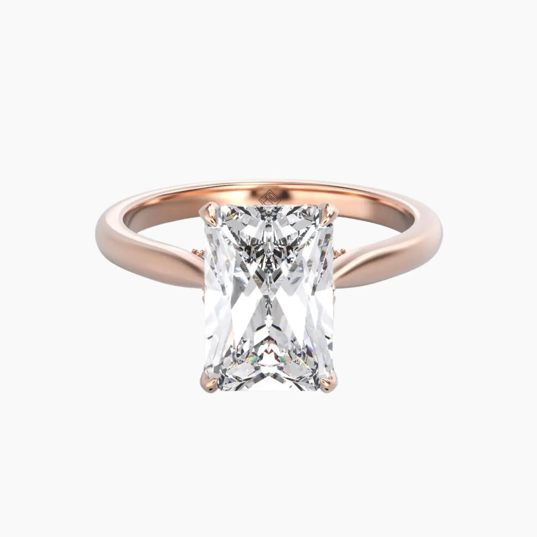 Rosette Radiant Hidden Halo 1.5 Carat Lab Grown Diamond Engagement Ring in 14K White Gold