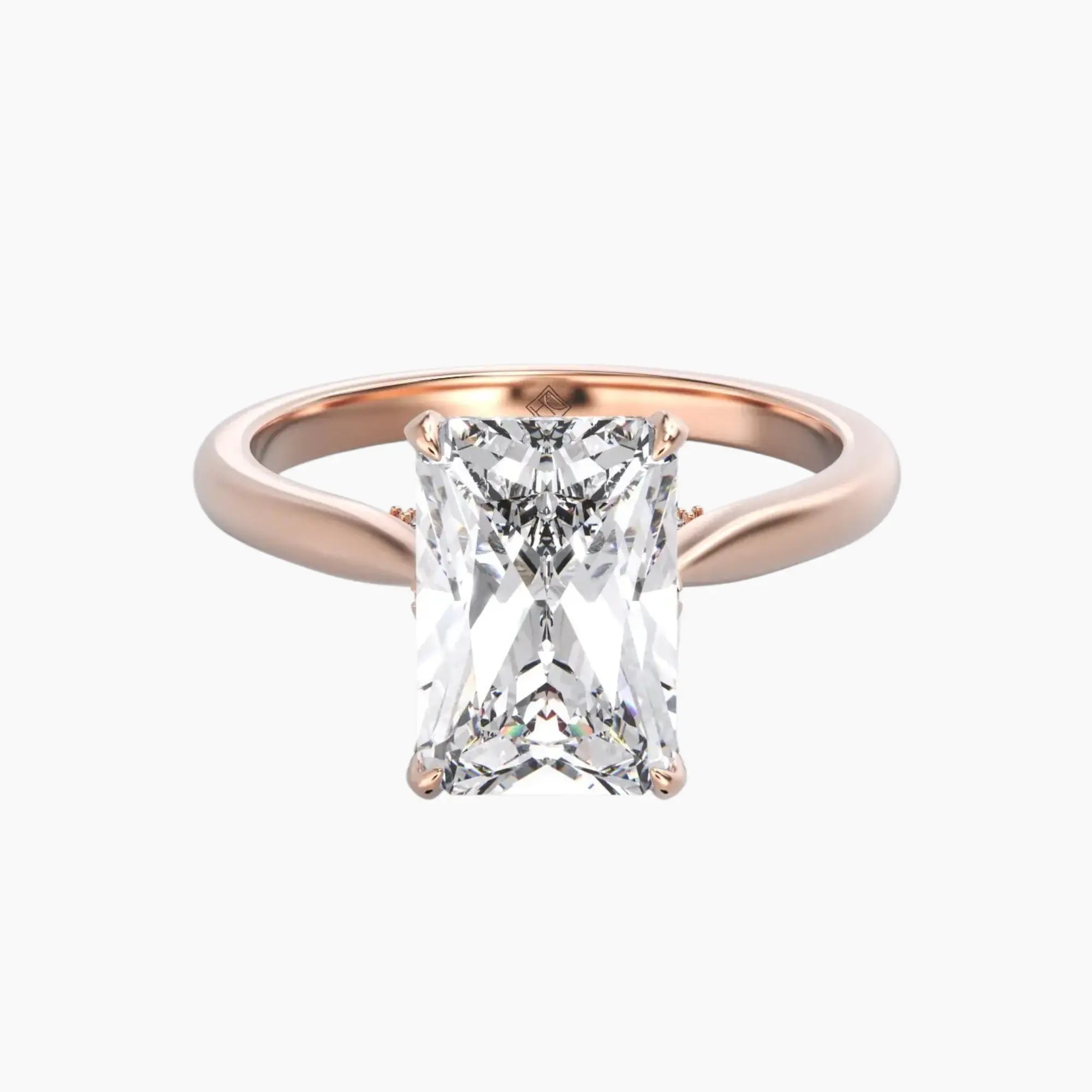Rosette Radiant Hidden Halo 2.5 Carat Lab Grown Diamond Engagement Ring in 14K Yellow Gold