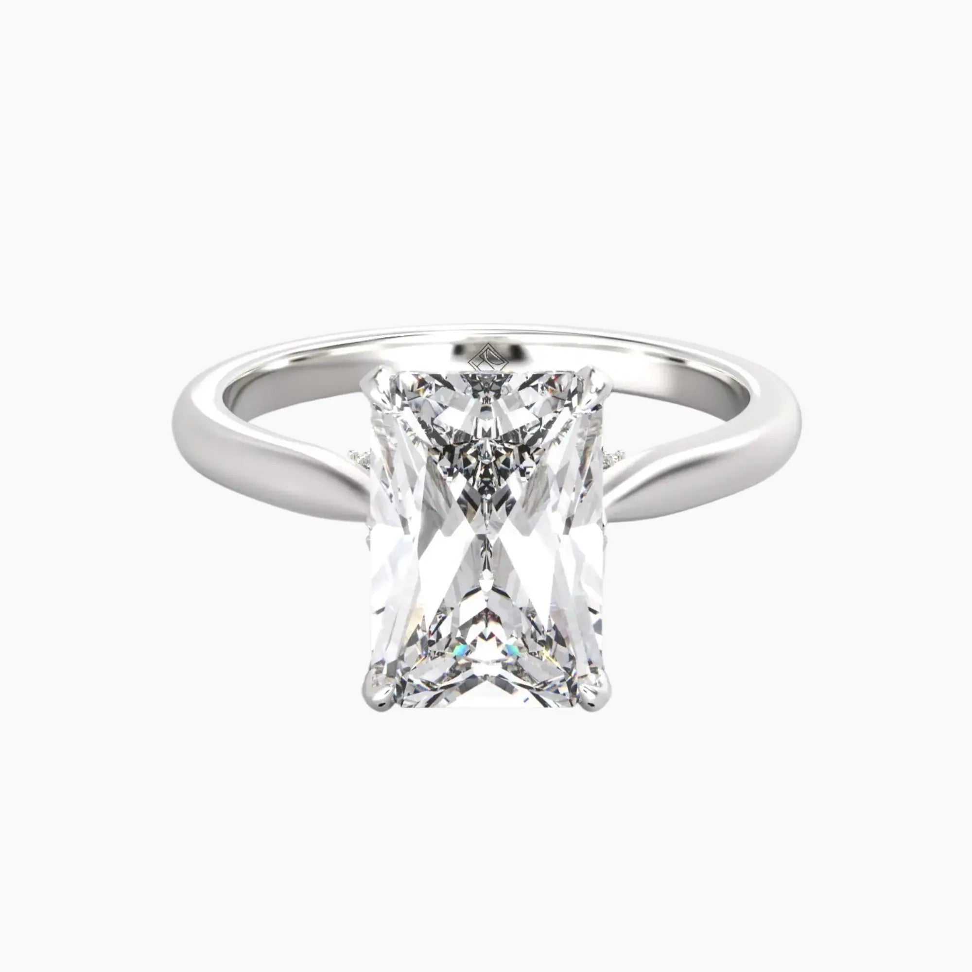 Rosette Radiant Hidden Halo 1.5 Carat Lab Grown Diamond Engagement Ring in 14K White Gold