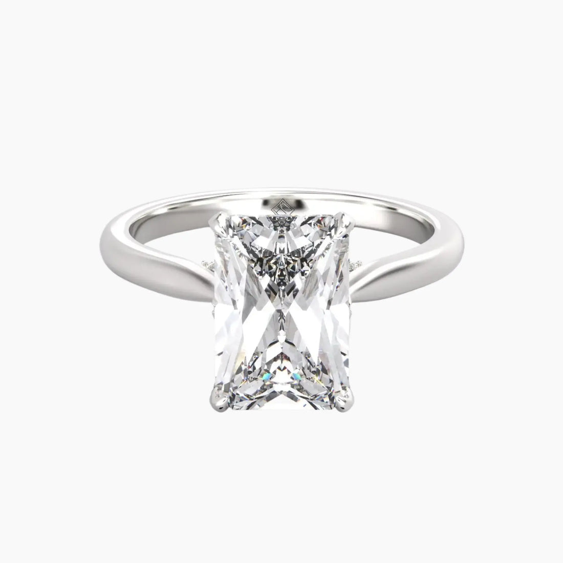 Rosette Radiant Hidden Halo 3 Carat Lab Grown Diamond Engagement Ring in 14K Yellow Gold