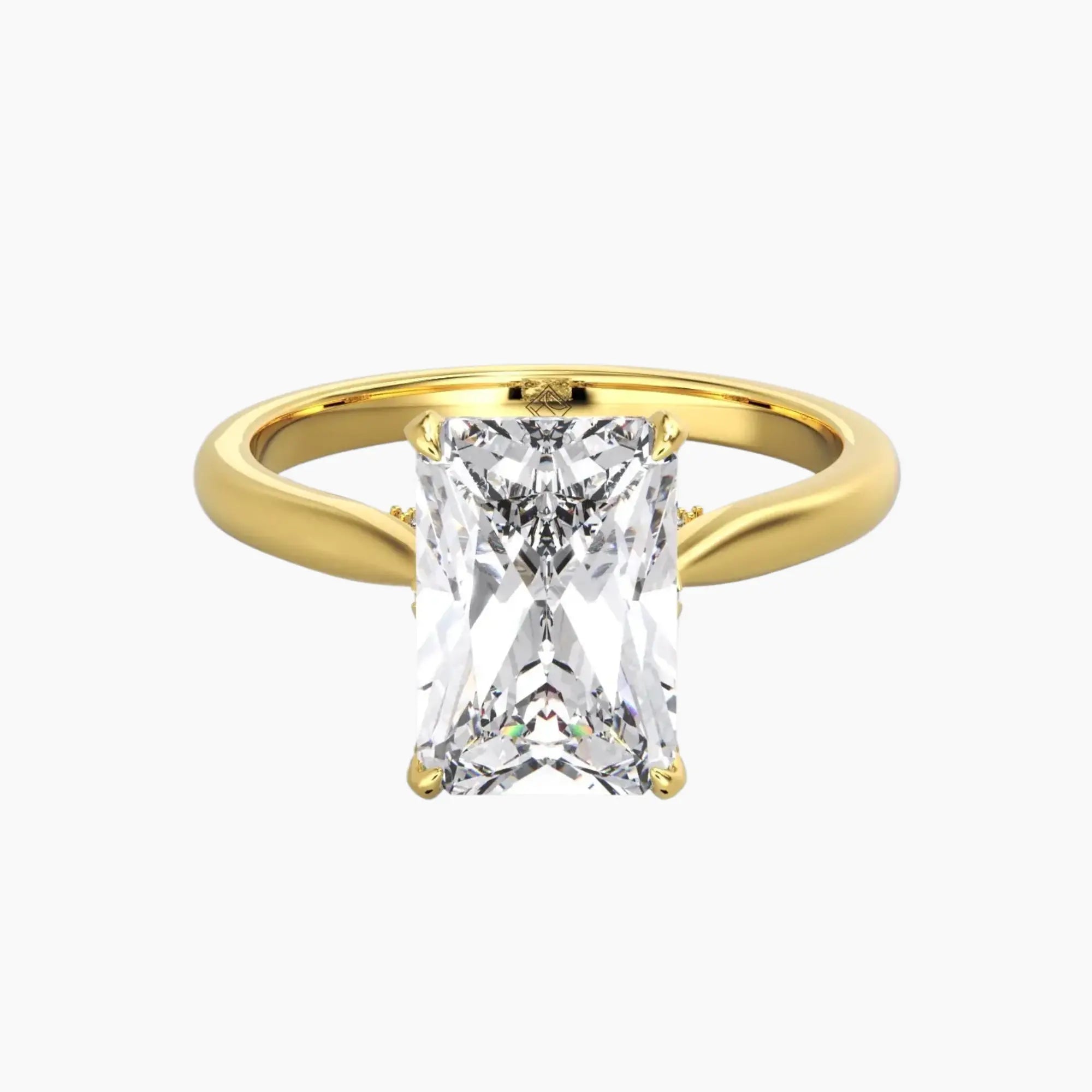 Rosette Radiant Hidden Halo 3 Carat Lab Grown Diamond Engagement Ring in 18K White Gold