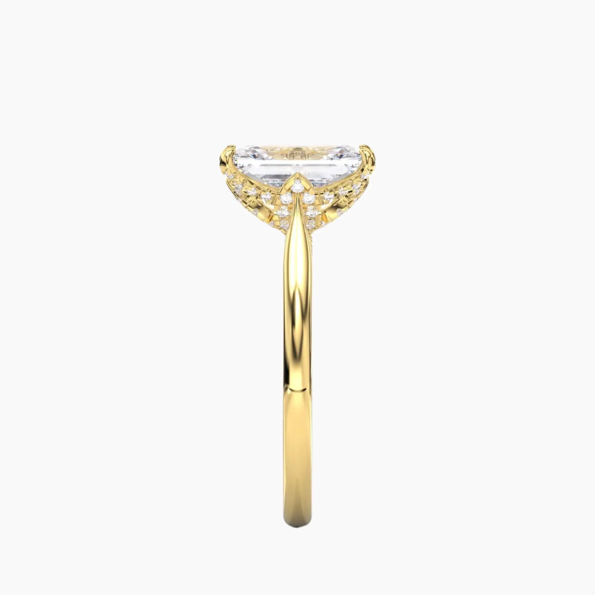 Rosette Radiant Hidden Halo 2.5 Carat Lab Grown Diamond Engagement Ring in 14K White Gold