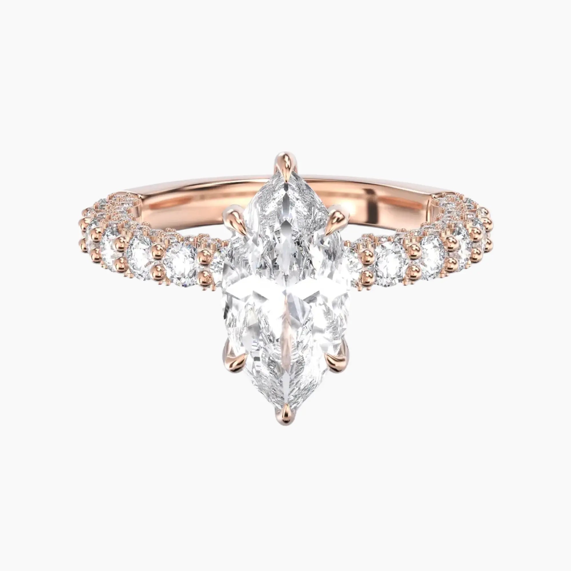 Lustre Marquise Hidden Halo 2.5 Carat Lab Grown Diamond Engagement Ring in 14K White Gold
