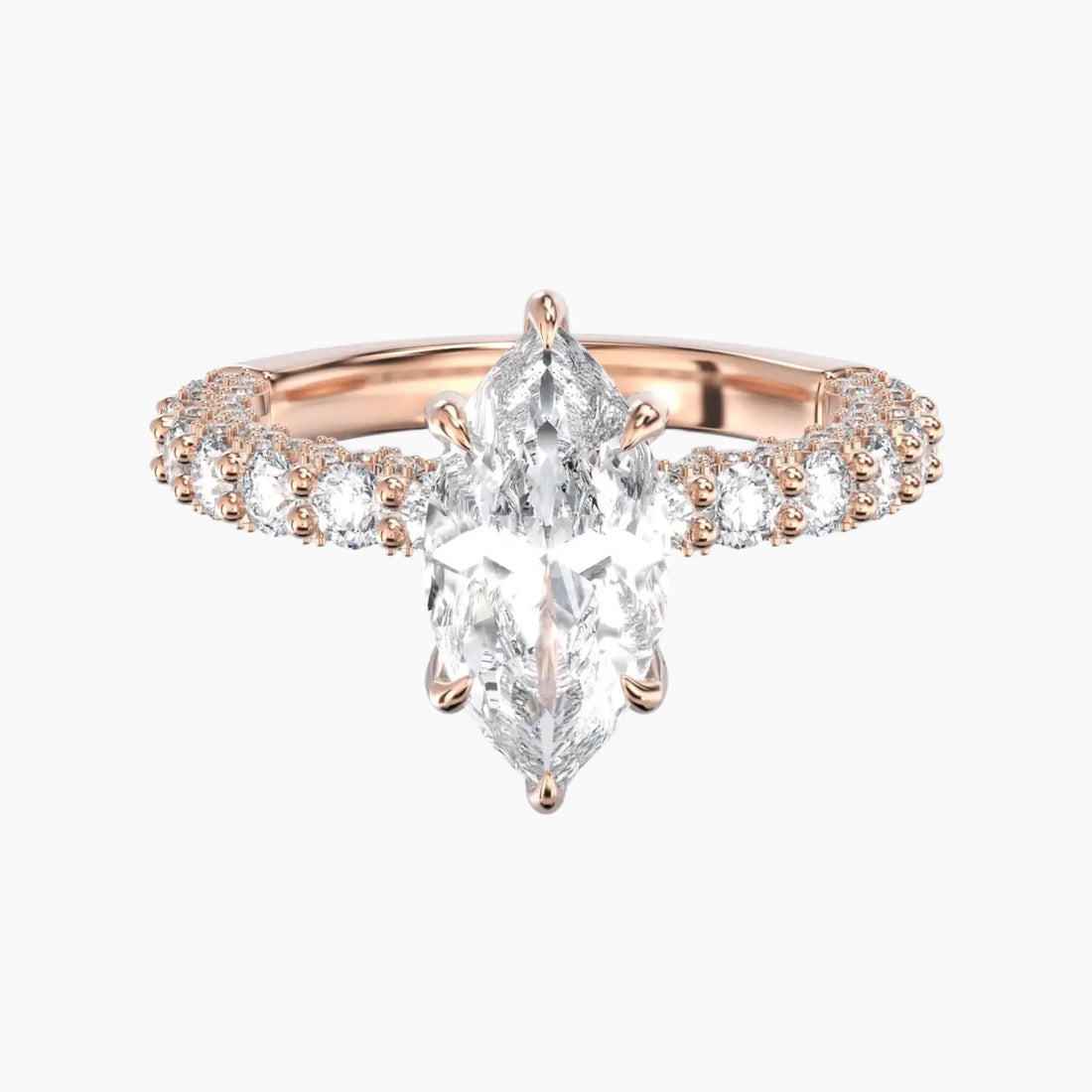 Lustre Marquise Hidden Halo 2.5 Carat Lab Grown Diamond Engagement Ring in 14K White Gold