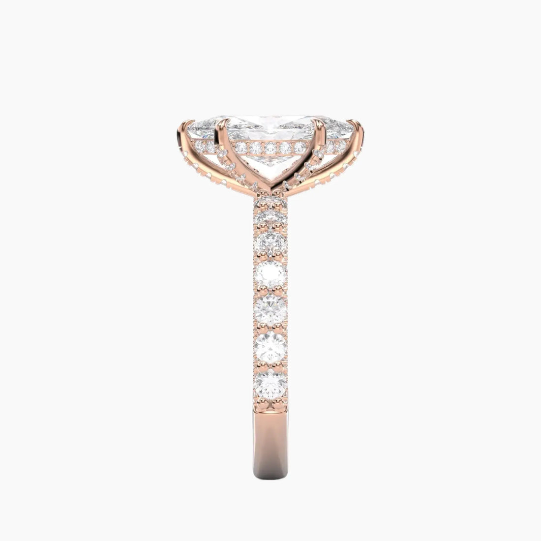 Lustre Marquise Hidden Halo Diamond Ring Setting in 14K White Gold