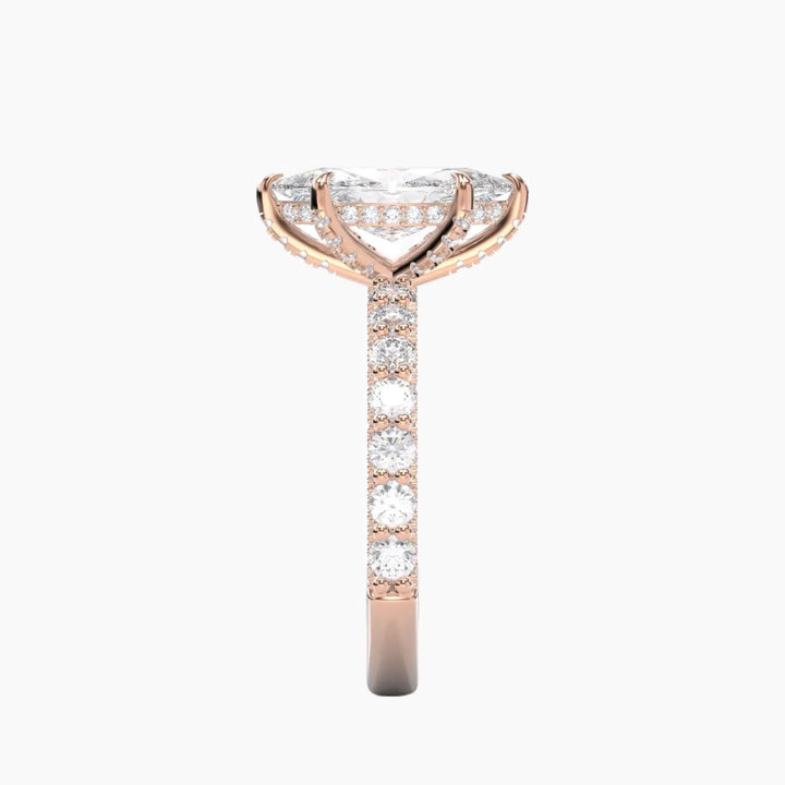 Lustre Marquise Hidden Halo 3 Carat Lab Grown Diamond Engagement Ring in 14K Yellow Gold