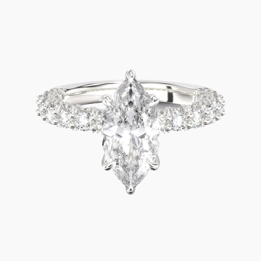 Lustre Marquise Hidden Halo 2 Carat Lab Grown Diamond Engagement Ring in 18K White Gold