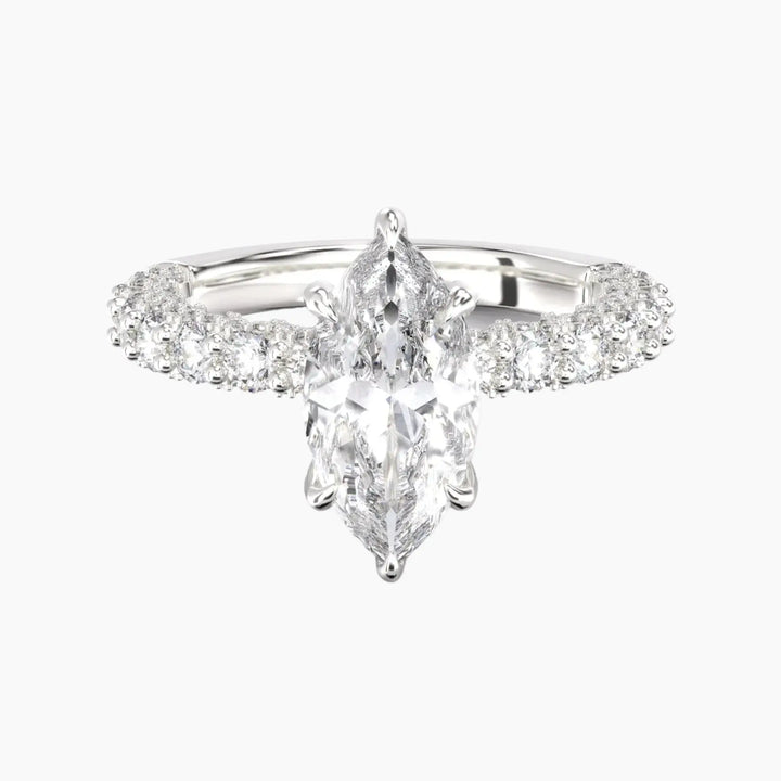 Lustre Marquise Hidden Halo 3 Carat Lab Grown Diamond Engagement Ring in 18K White Gold