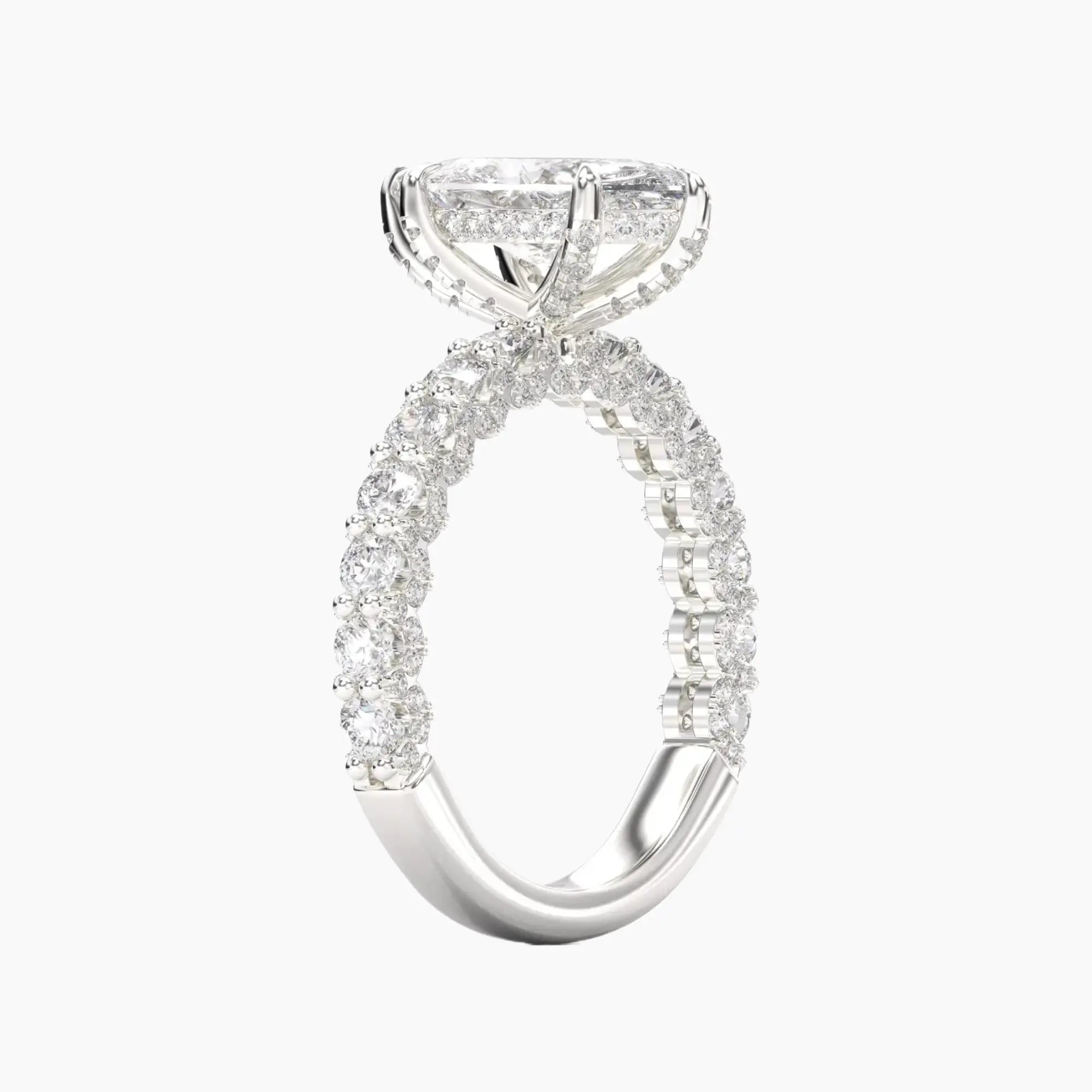 Lustre Marquise Hidden Halo 2 Carat Lab Grown Diamond Engagement Ring in 14K White Gold