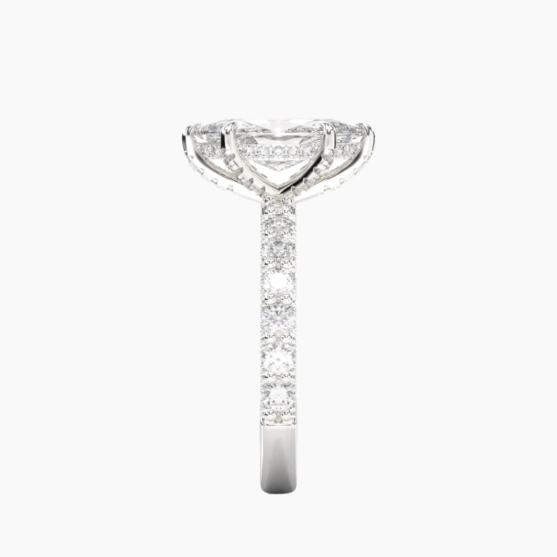 Lustre Marquise Hidden Halo 2.5 Carat Lab Grown Diamond Engagement Ring in 14K White Gold