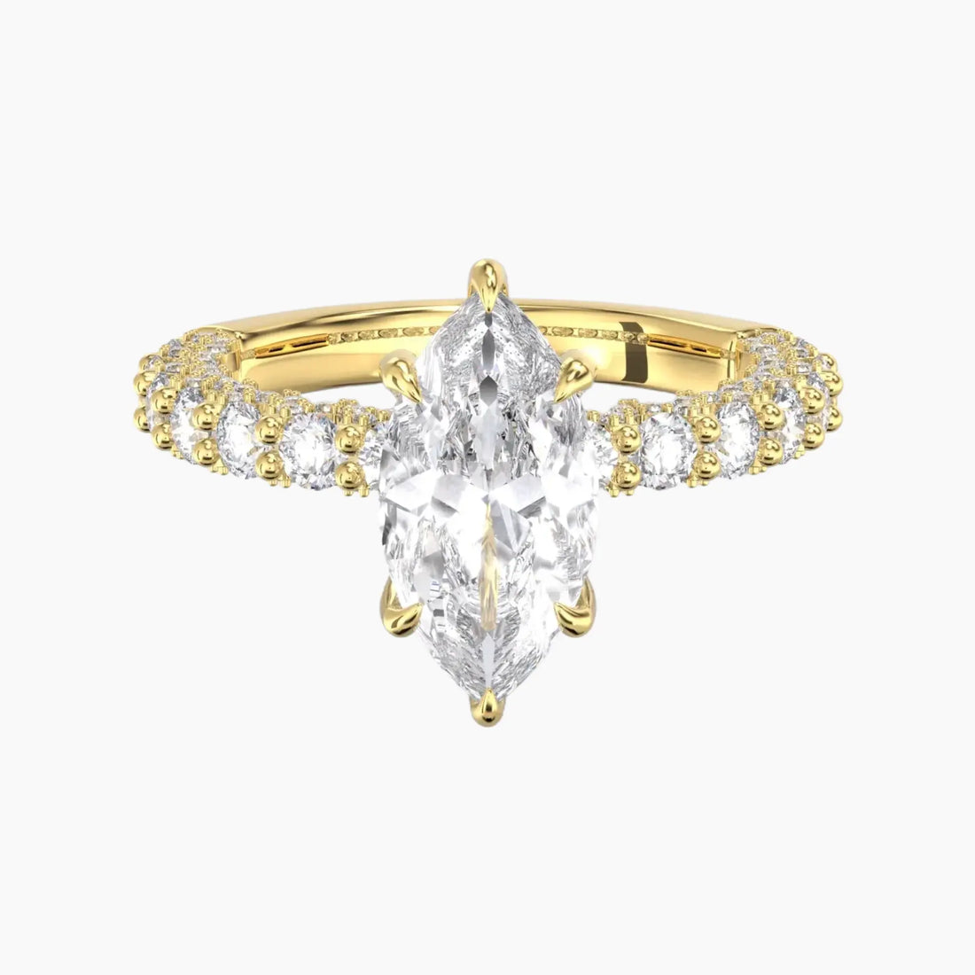 Lustre Marquise Hidden Halo 3 Carat Lab Grown Diamond Engagement Ring in 14K White Gold
