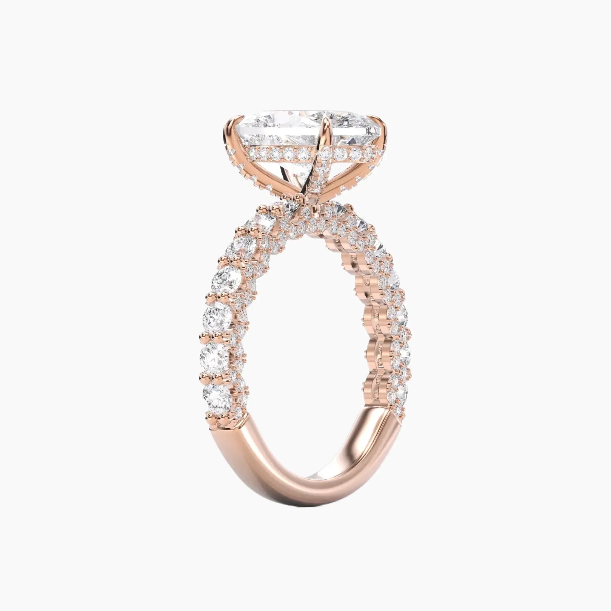 Lustre Oval Hidden Halo 2.5 Carat Lab Grown Diamond Engagement Ring in 18K Rose Gold