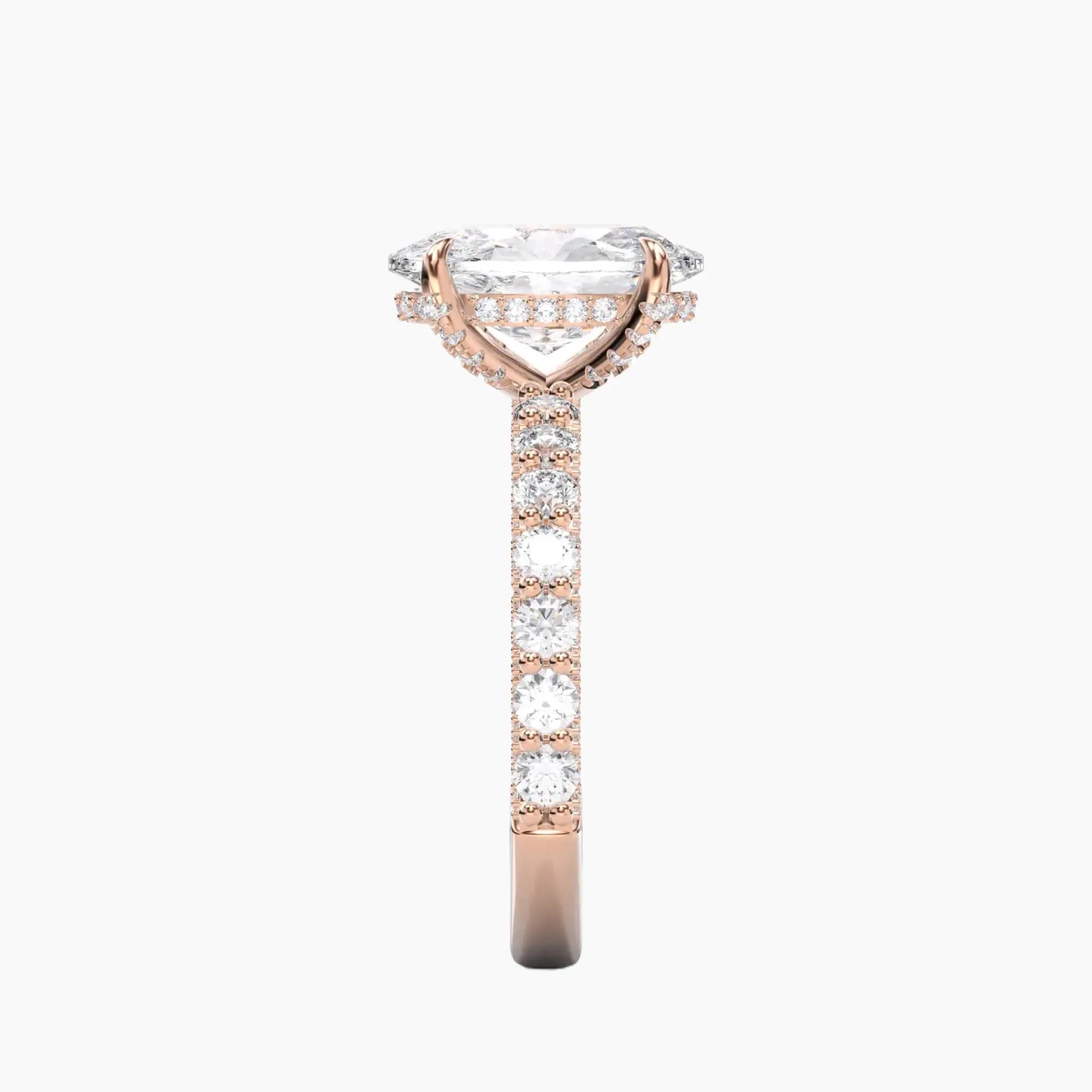 Lustre Oval Hidden Halo 2 Carat Lab Grown Diamond Engagement Ring in 18K Rose Gold