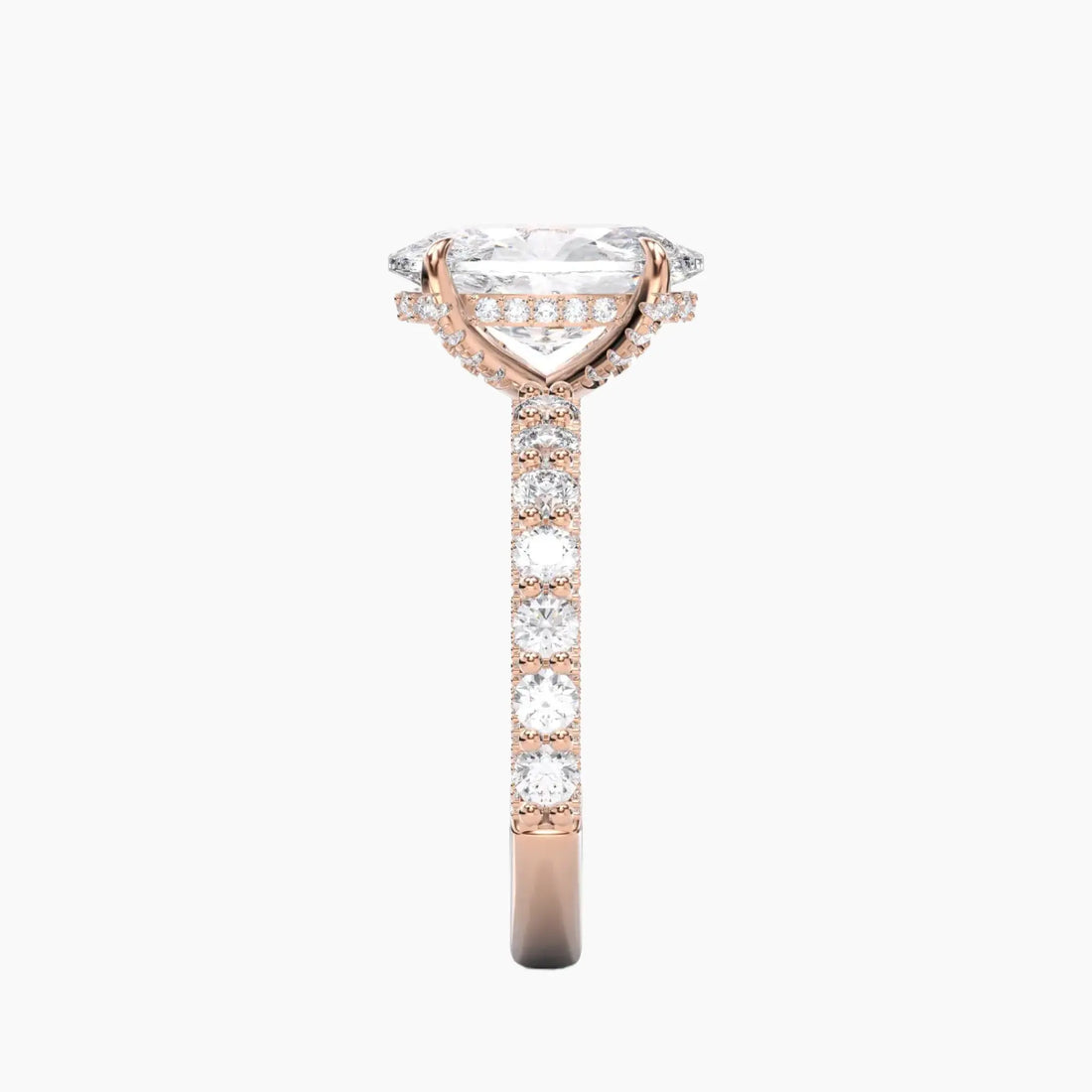 Lustre Oval Hidden Halo 2 Carat Lab Grown Diamond Engagement Ring in 14K Rose Gold