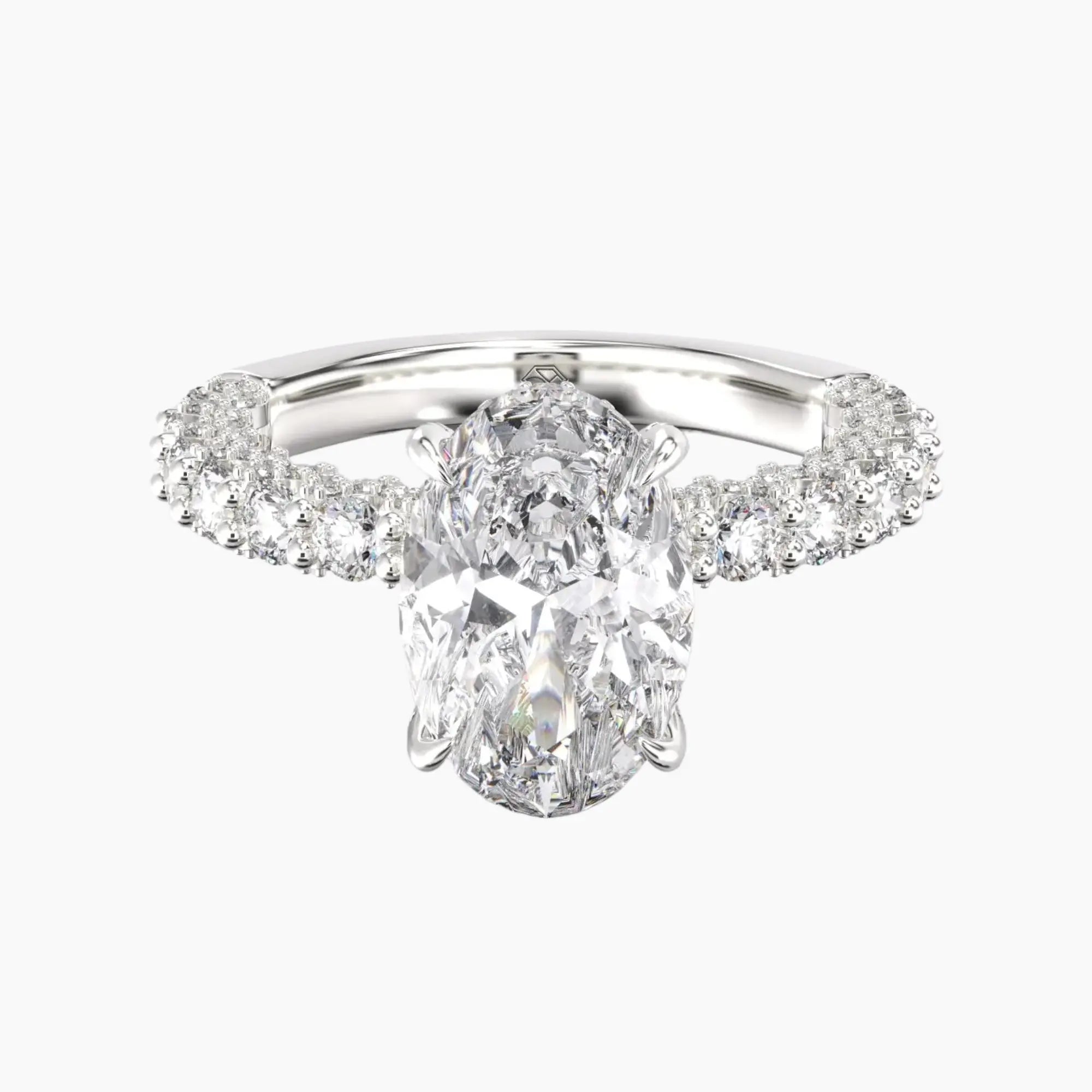 Lustre Oval Hidden Halo 1 Carat Lab Grown Diamond Engagement Ring in 14K Rose Gold