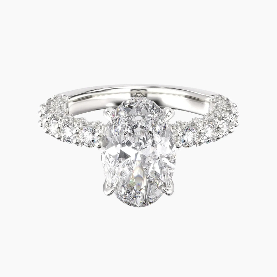 Lustre Oval Hidden Halo 1 Carat Lab Grown Diamond Engagement Ring in 14K Rose Gold