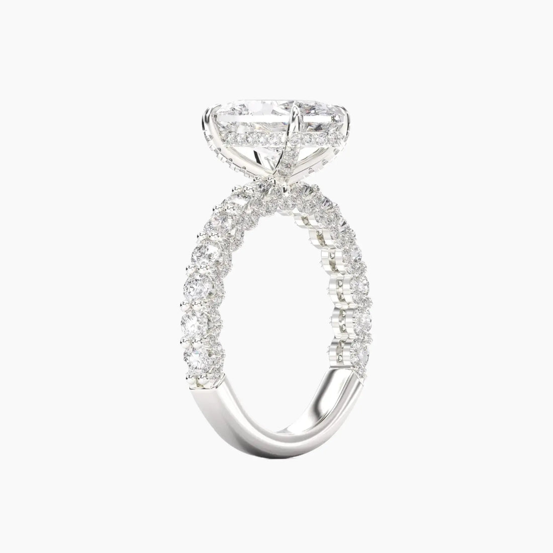 Lustre Oval Hidden Halo 3 Carat Lab Grown Diamond Engagement Ring in 14K Yellow Gold