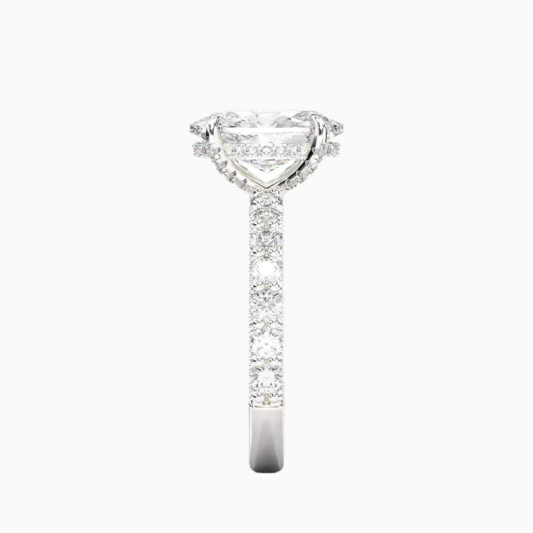 Lustre Oval Hidden Halo 2 Carat Lab Grown Diamond Engagement Ring in 18K Rose Gold
