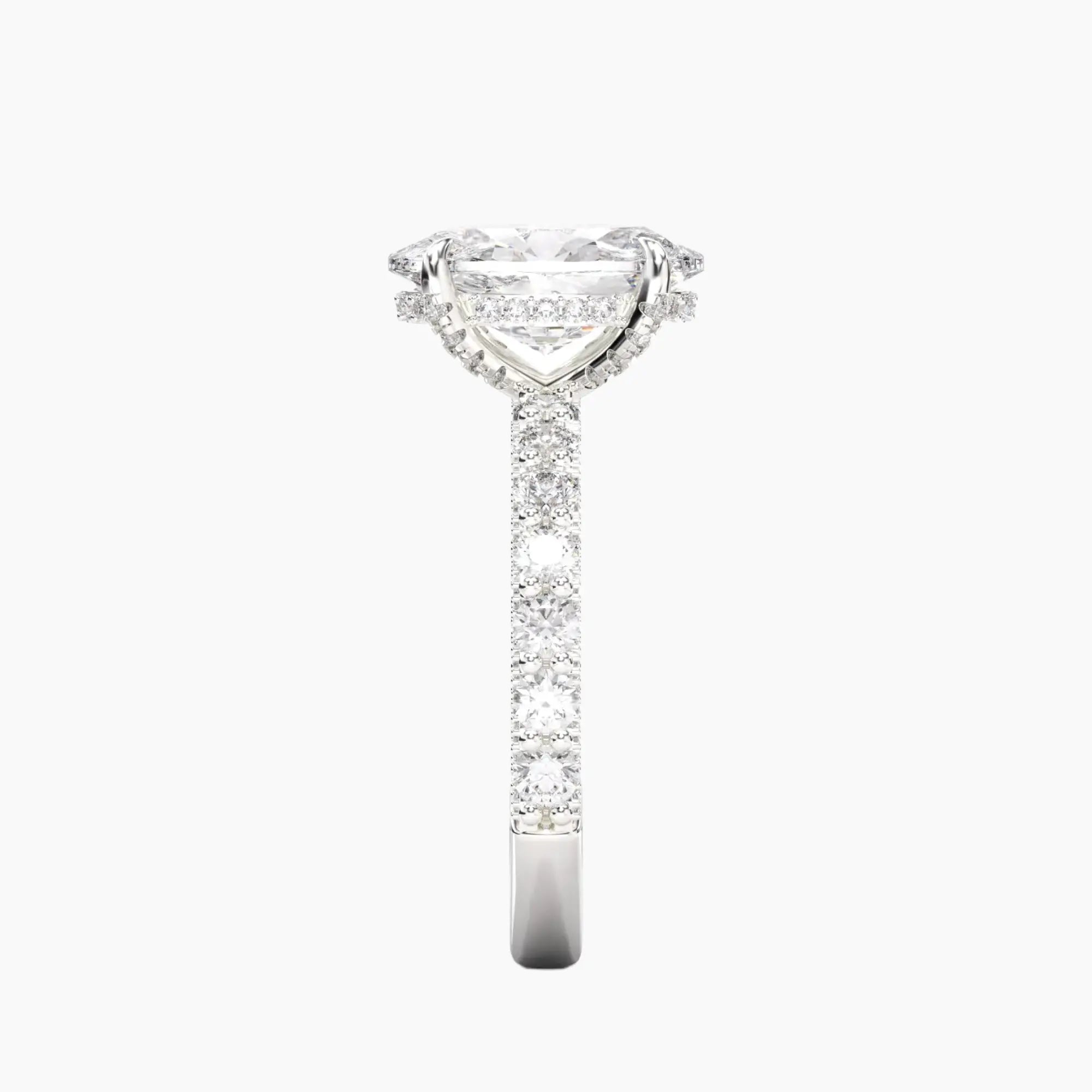 Lustre Oval Hidden Halo 1 Carat Lab Grown Diamond Engagement Ring in 18K Rose Gold