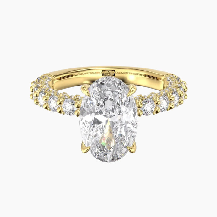 Lustre Oval Hidden Halo 1.5 Carat Lab Grown Diamond Engagement Ring in 14K Yellow Gold