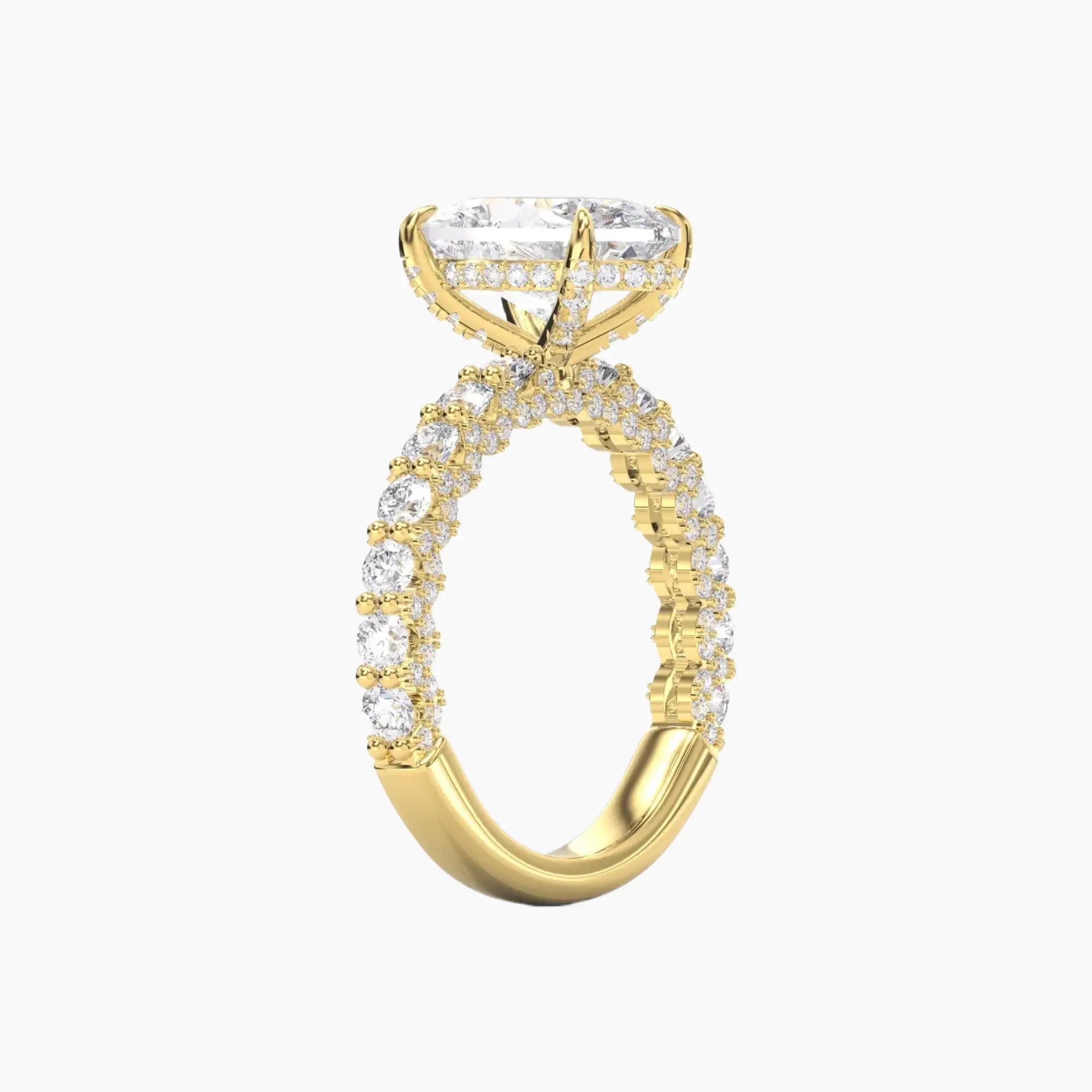 Lustre Oval Hidden Halo 3 Carat Lab Grown Diamond Engagement Ring in 18K Yellow Gold