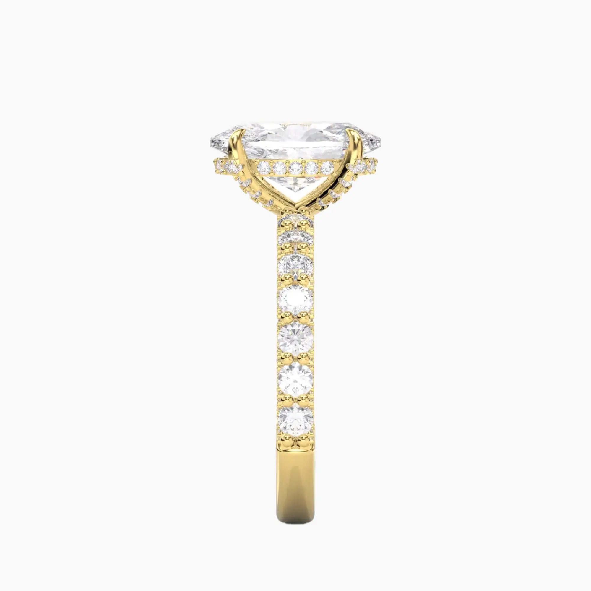Lustre Oval Hidden Halo 3 Carat Lab Grown Diamond Engagement Ring in 14K Yellow Gold
