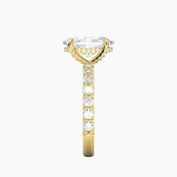 Lustre Oval Hidden Halo 3 Carat Lab Grown Diamond Engagement Ring in 18K Rose Gold