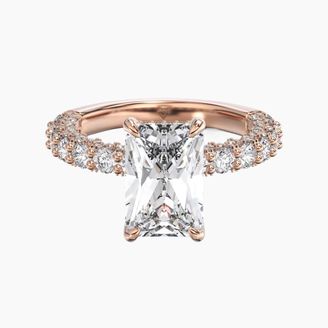 Lustre Radiant Hidden Halo 1.5 Carat Lab Grown Diamond Engagement Ring in 18K Yellow Gold