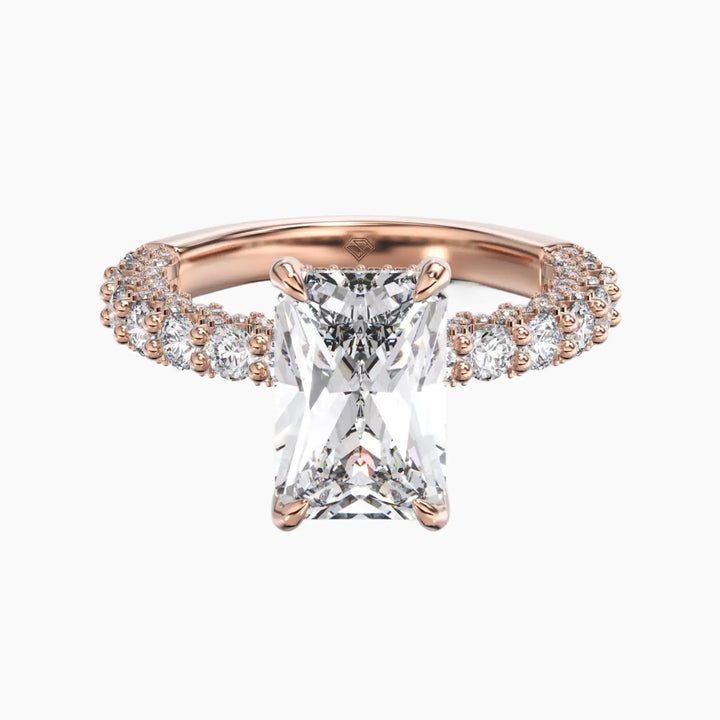 Lustre Radiant Hidden Halo 2 Carat Lab Grown Diamond Engagement Ring in 18K Rose Gold