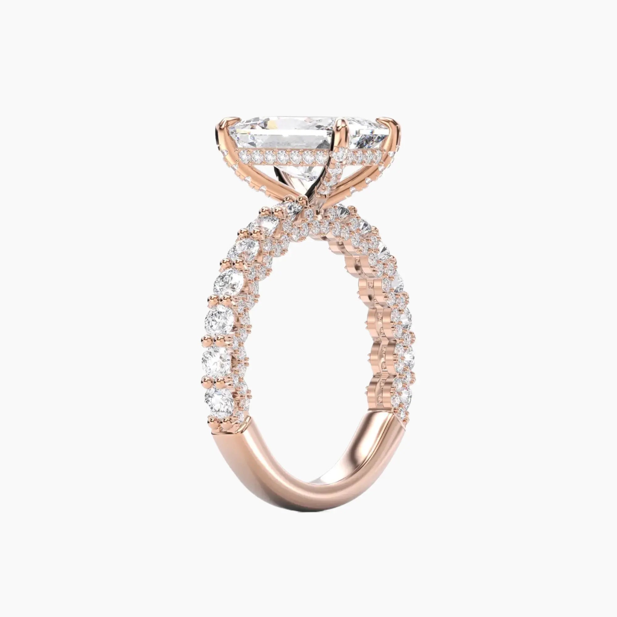 Lustre Radiant Hidden Halo Diamond Ring Setting in 18K White Gold