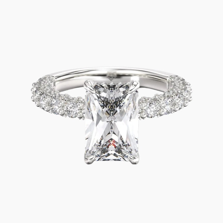 Lustre Radiant Hidden Halo 1.5 Carat Lab Grown Diamond Engagement Ring in 18K White Gold